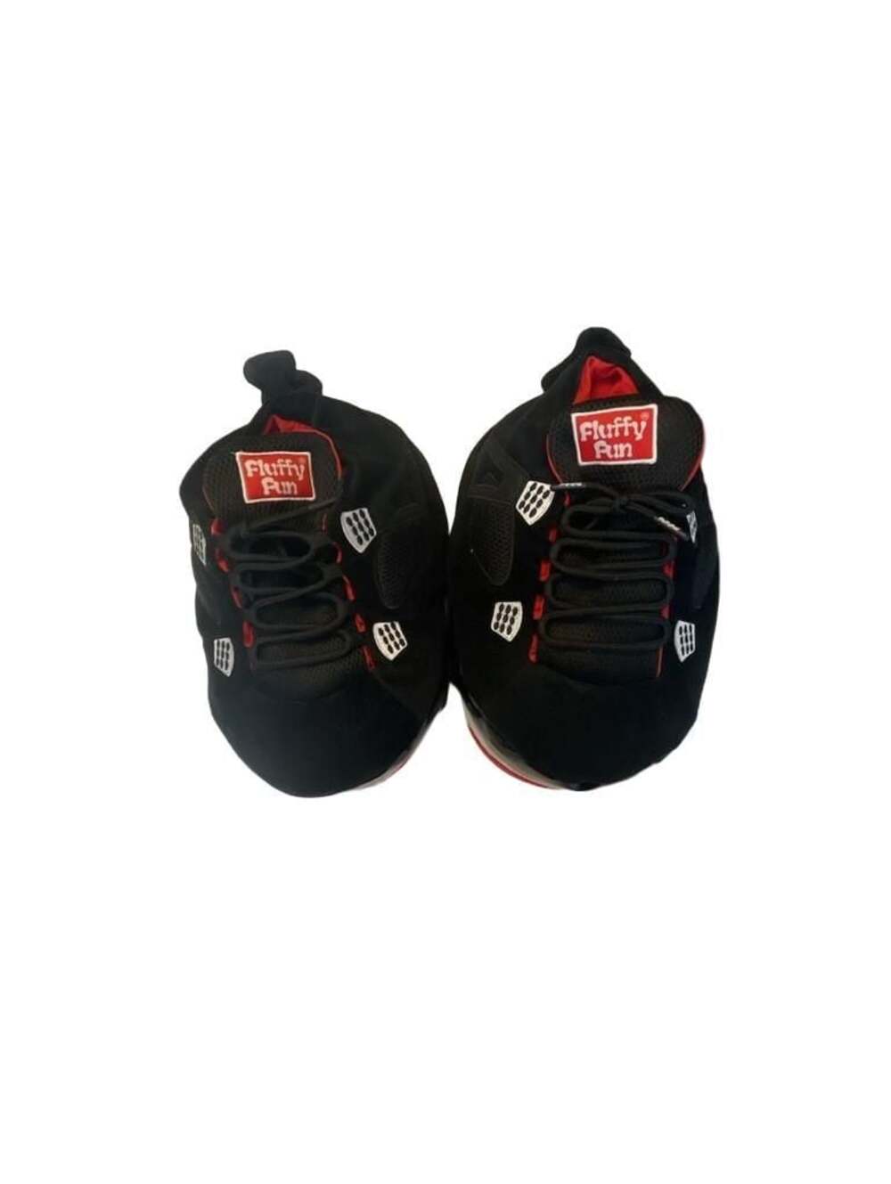 Fluffy Fun Black and Red IV Plush Sneaker Slippers